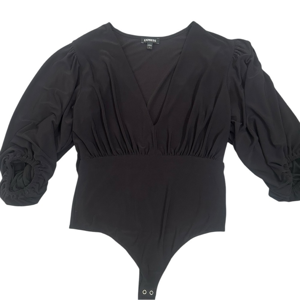 Express Black Balloon Sleeve Bodysuit